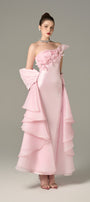 Ornate Pleated Gown with Handcrafted Flowers 4