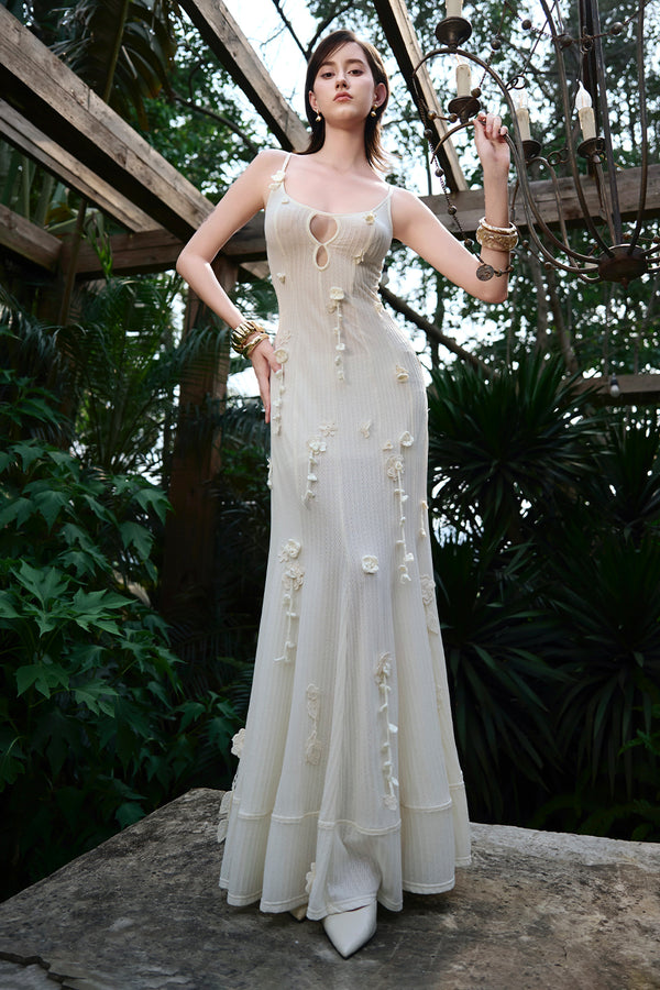 Poetic Scoop Neck Applique Maxi Dress - MEAN BLVD