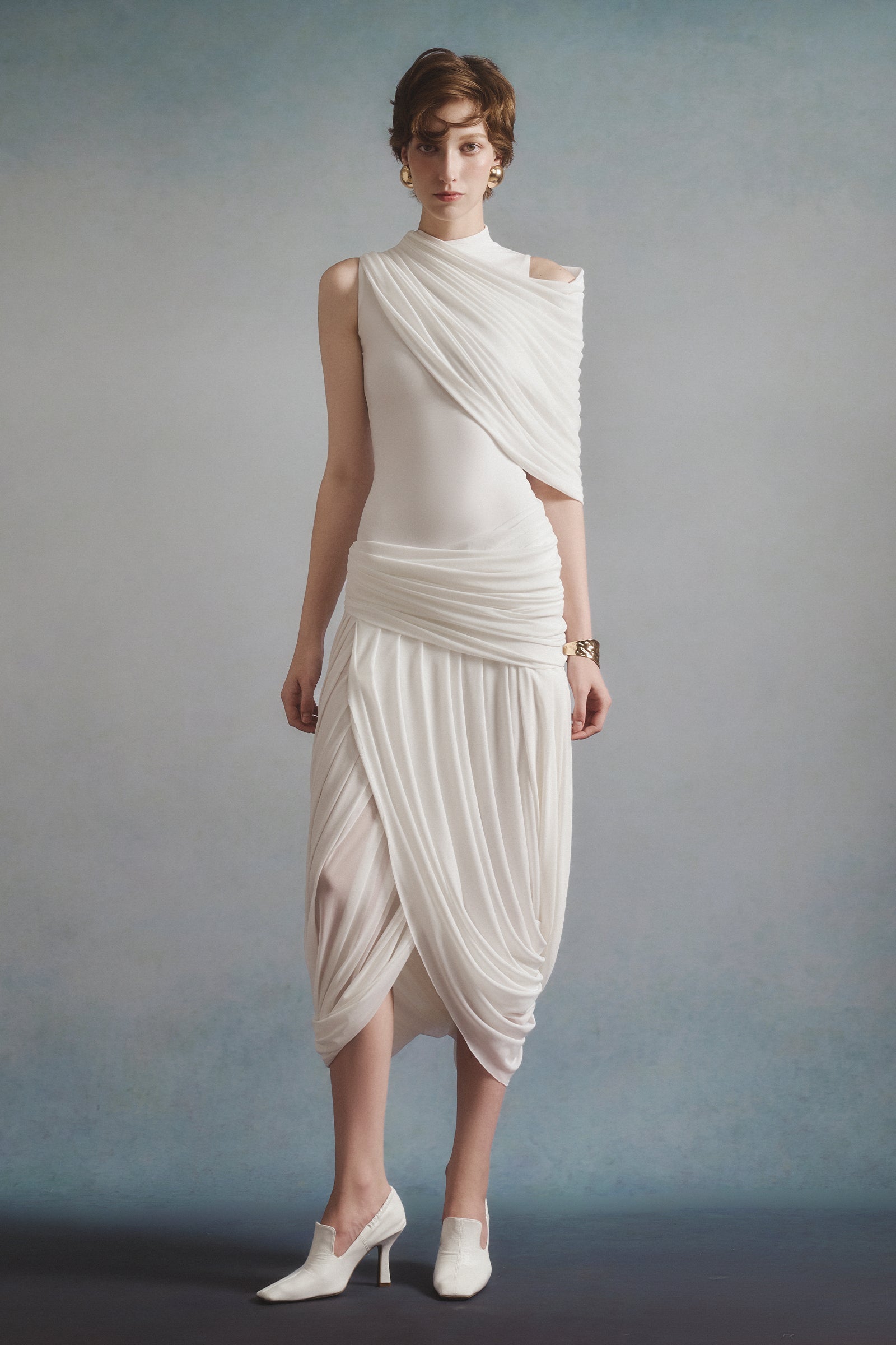 Poetry Asymmetric Sleeve Midi Dress - MEAN BLVD