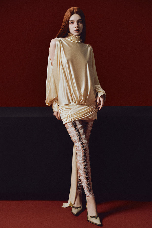 Portia Blouson Ruffle Mini Dress - MEAN BLVD