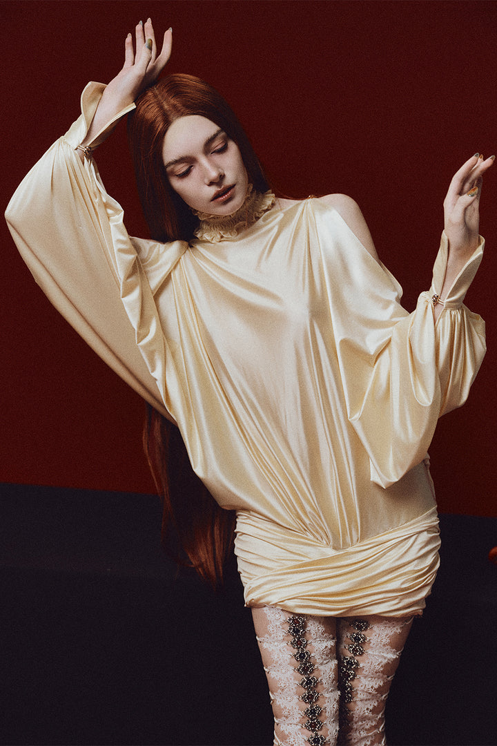 Portia Blouson Ruffle Mini Dress - MEAN BLVD