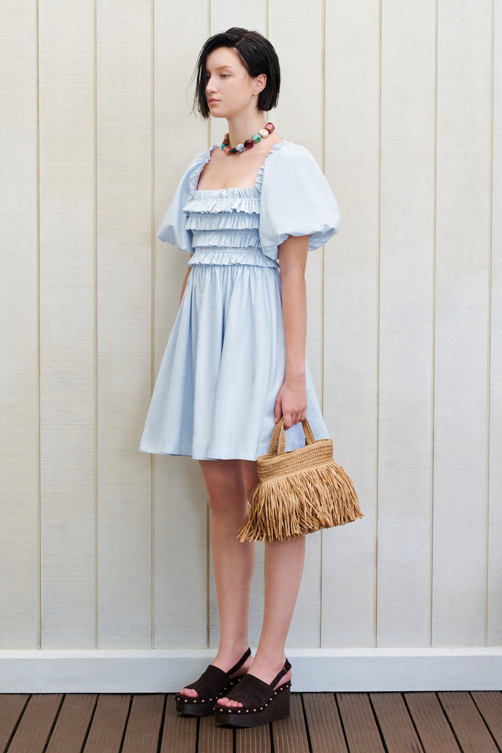 Halcyon Shirring Mini Dress