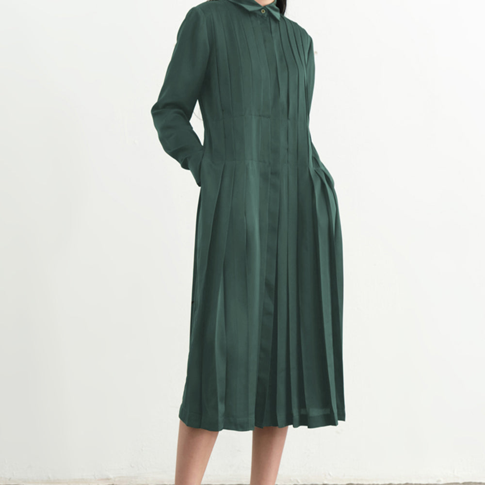 Vadim Tunic Pleated Silk Midi Dress