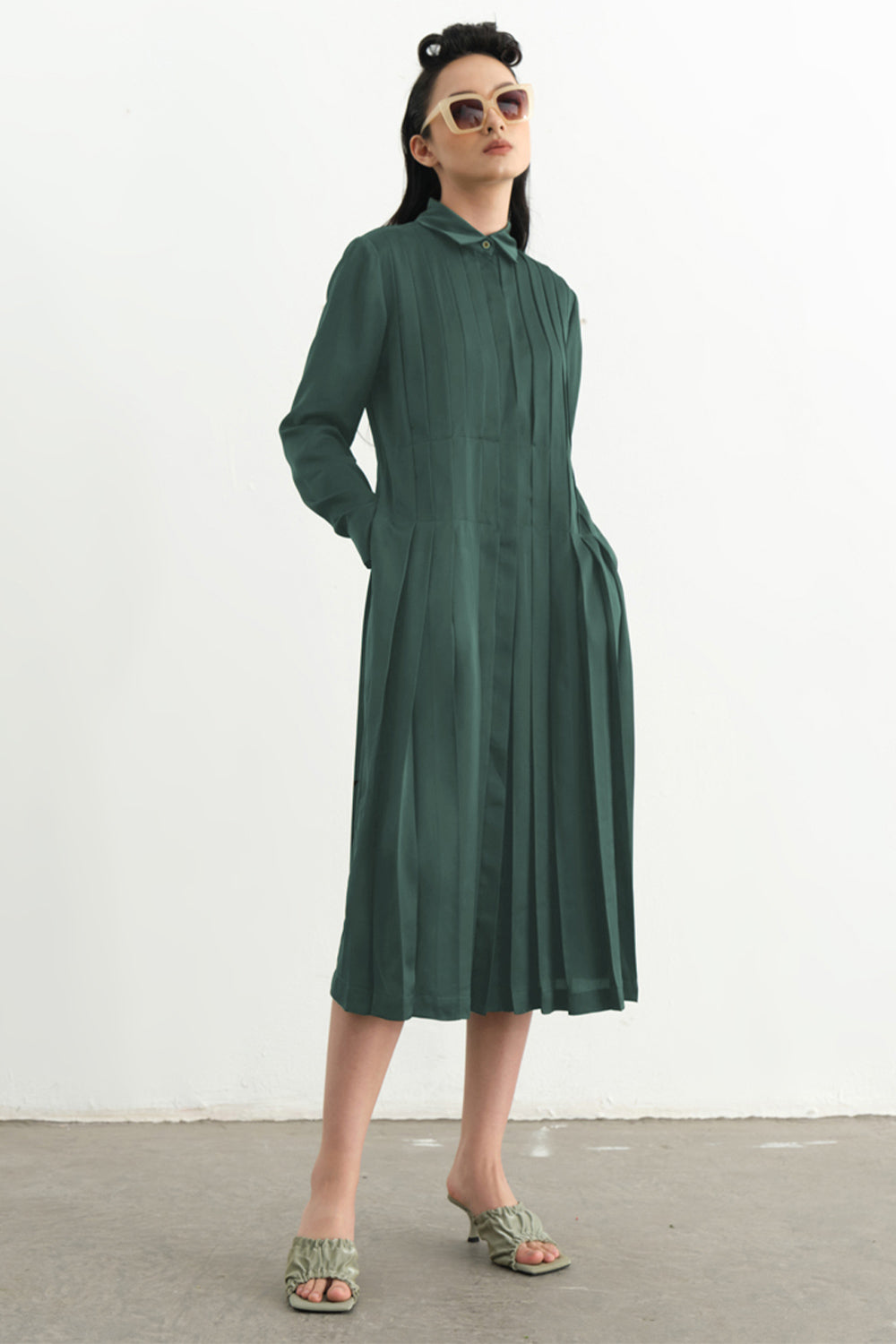 slim fit dress slacks Moss Midi Dress w/ Lace Panel & Beaded Tie Straps main image 1