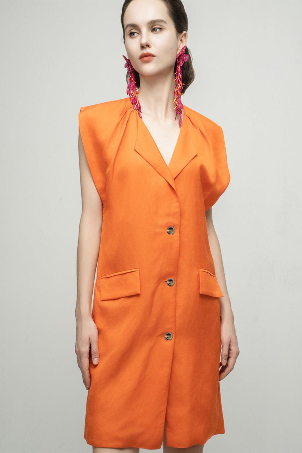 Aspyn Straight Cap Sleeved Cotton Mini Dress