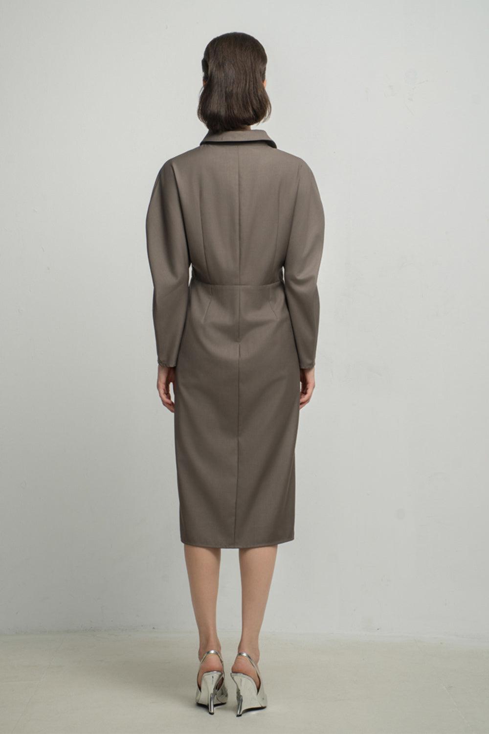 Harlow Sheath Button Cotton Knee-length Dress