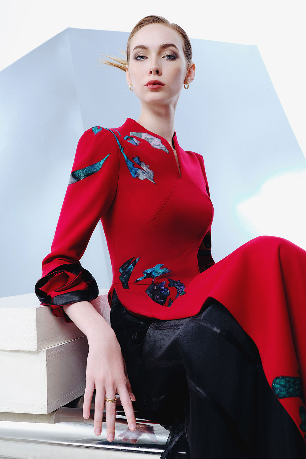 Skylar Rose A-line Side Slit Twill Ankle Length Ao Dai