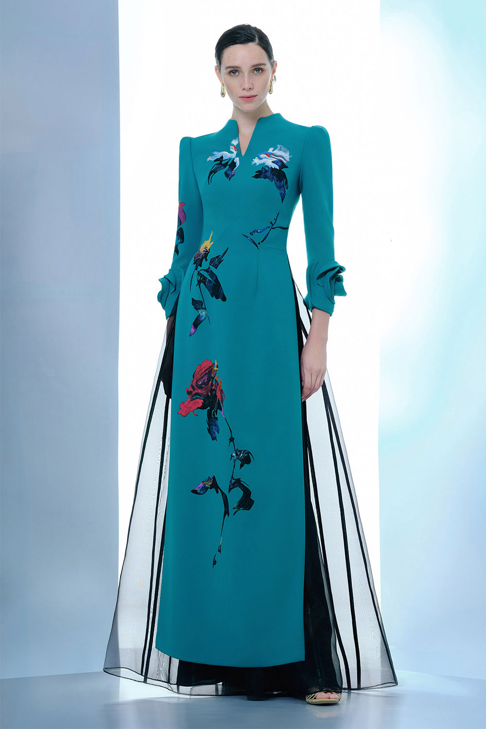 Skylar Rose A-line Side Slit Twill Ankle Length Ao Dai