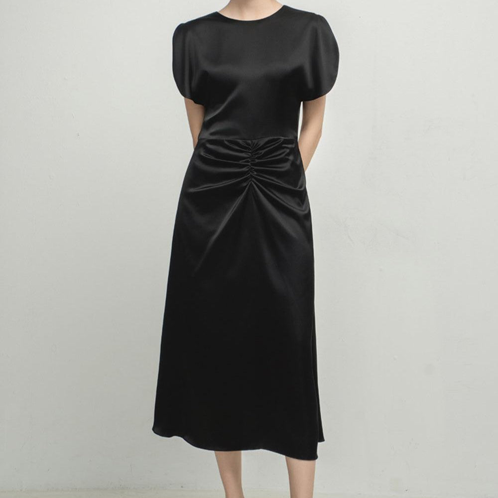 Angelique A-line Split Sleeved Silk Midi Dress