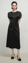 Angelique A-line Split Sleeved Silk Midi Dress