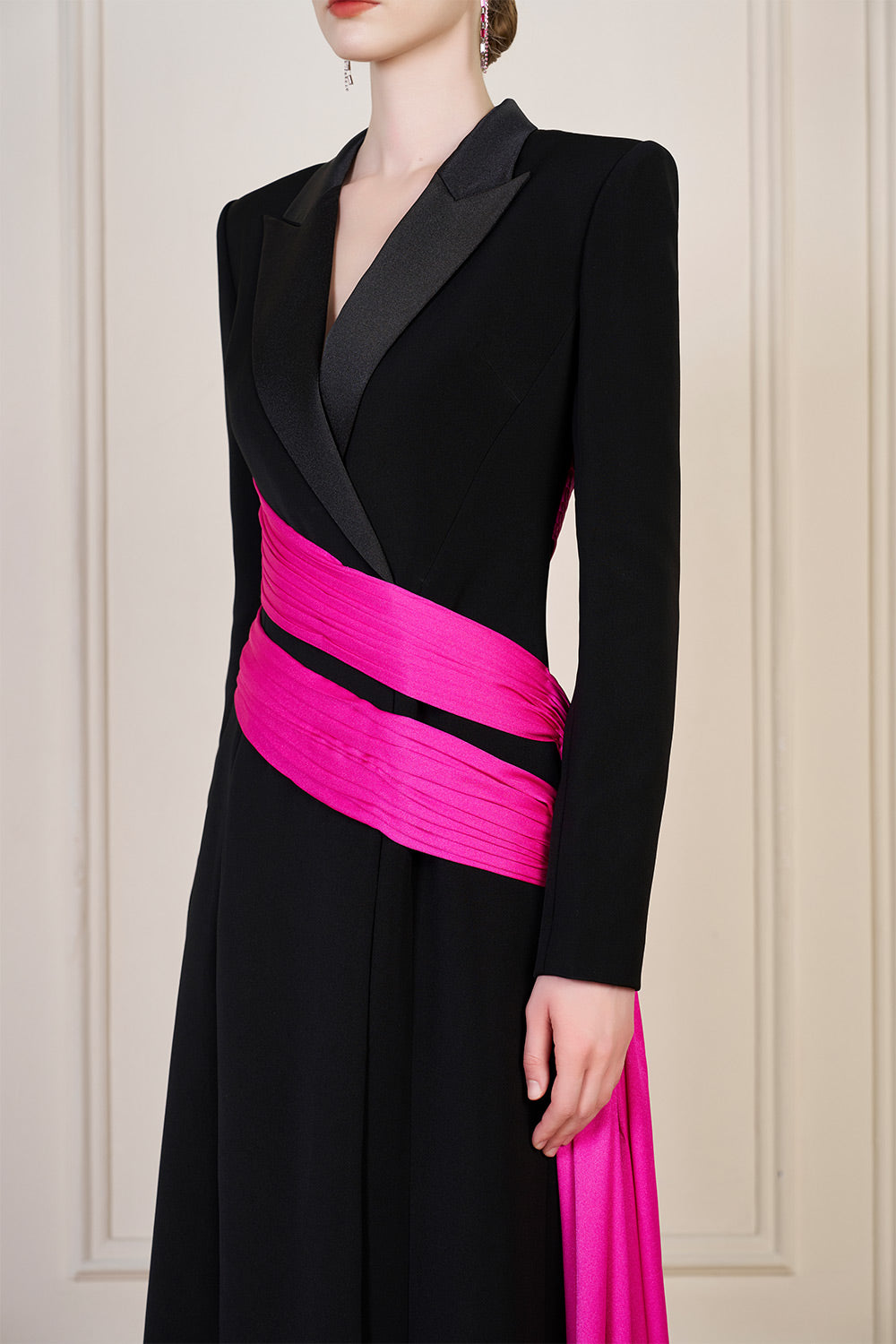 Aubrey Wrap Ribbon Silk Crepe Floor Length Dress