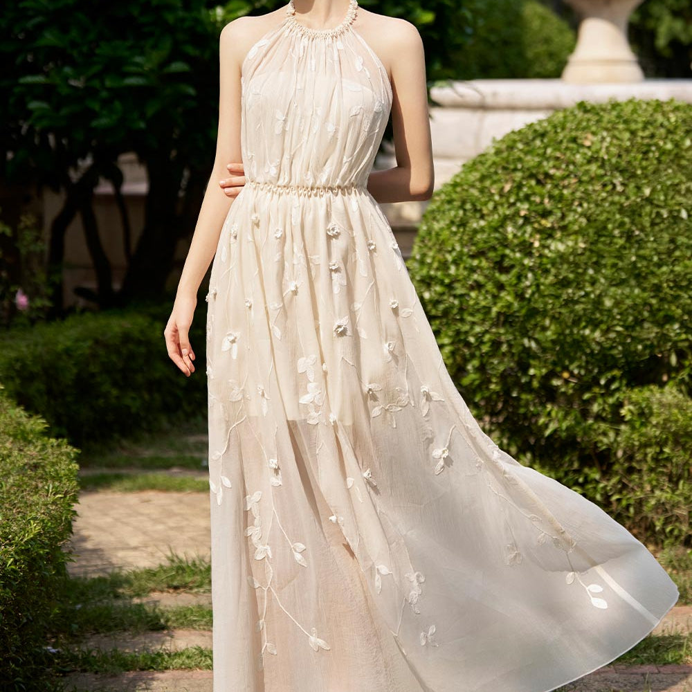 Artemis Flared Sheer Chiffon Long Length Dress