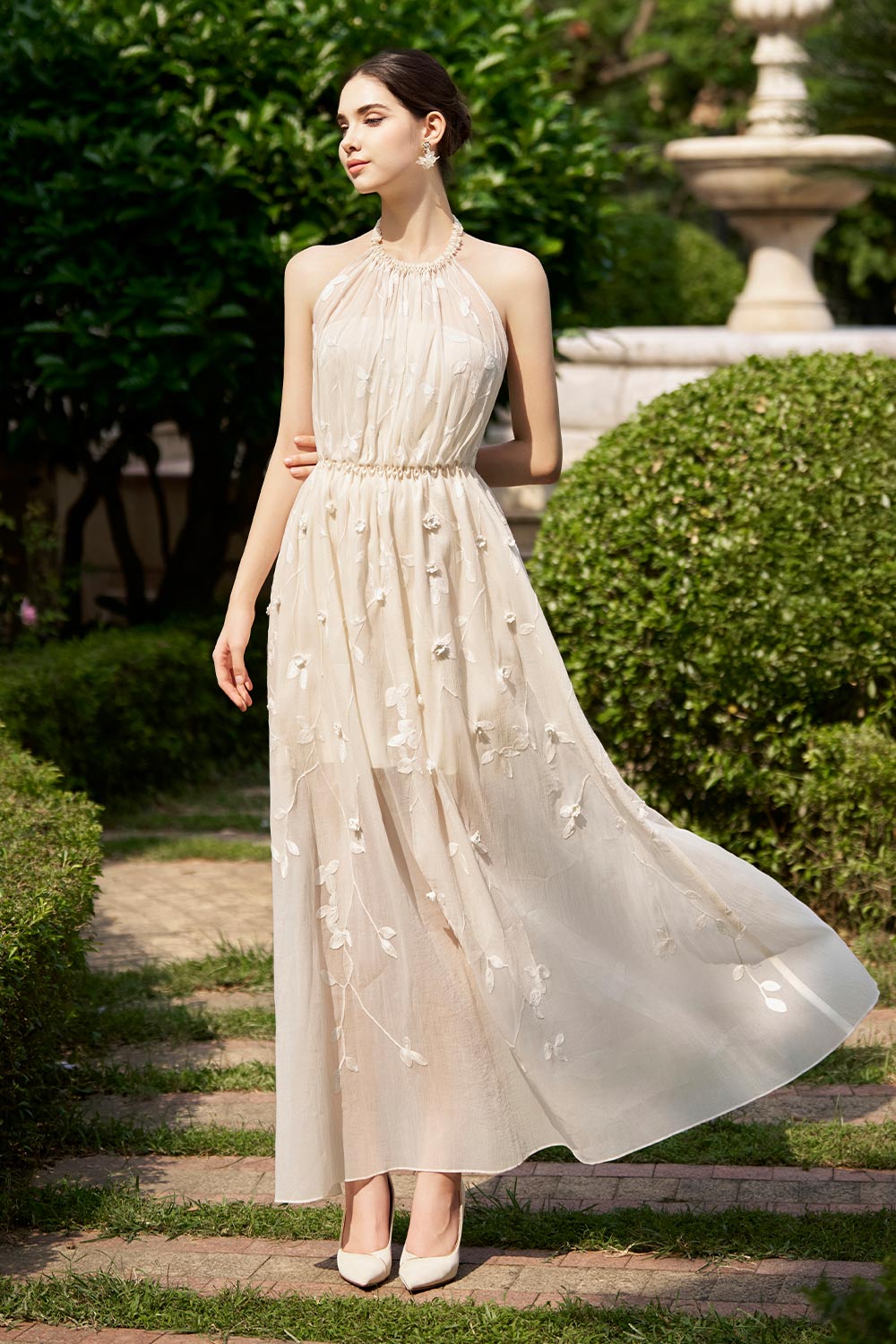 white christmas dresses Plus Womens' Embellished Round -Neck Formal Dress with Sheer Chiffon –  Curvepretty