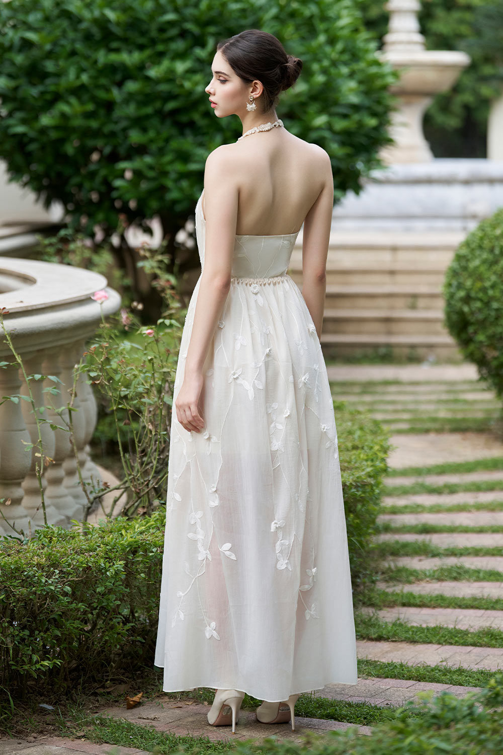 Artemis Flared Sheer Chiffon Long Length Dress