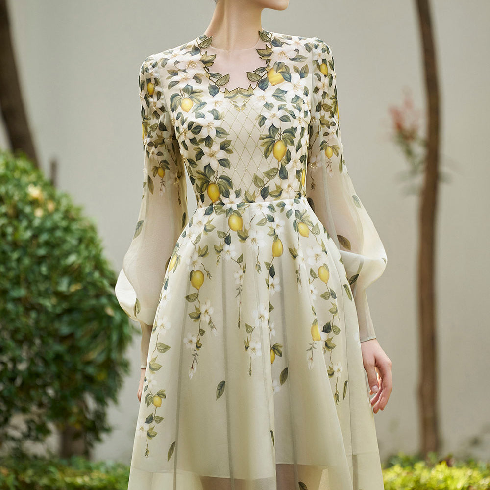 Murphy A-line Bead Organza Midi Dress