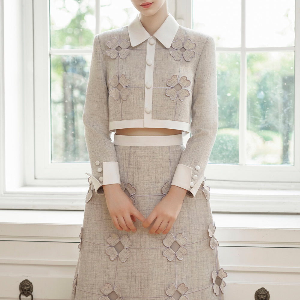 Giana Cropped Collared Neck Polycotton Jacket