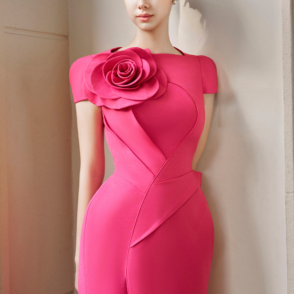 Rylie Tulip Cap Sleeved Polycotton Midi Dress