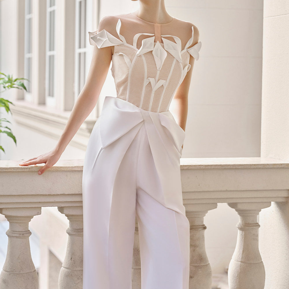 Jaylani Straight Bow Tie Polycotton Floor Length Pants