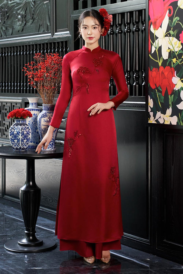 Livia A-line Mandarin Neck Silk Ankle Length Ao Dai