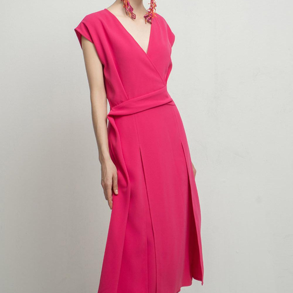 Haley A-line Cap Sleeved Tissue Midi Dress