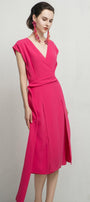 Haley A-line Cap Sleeved Tissue Midi Dress