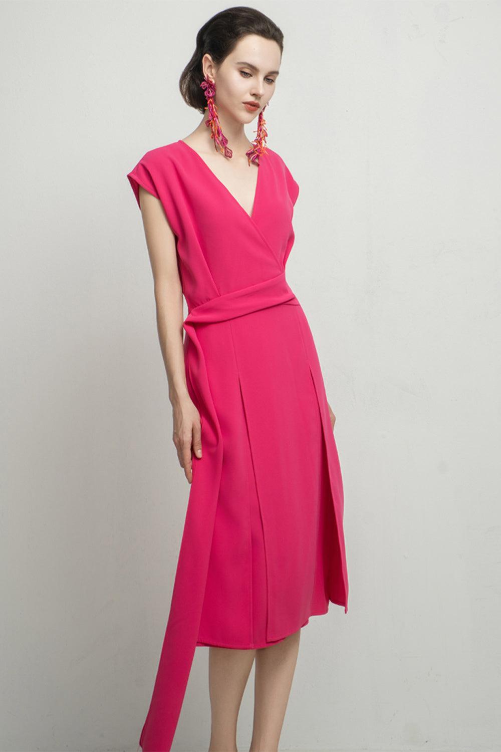 Haley A-line Cap Sleeved Tissue Midi Dress