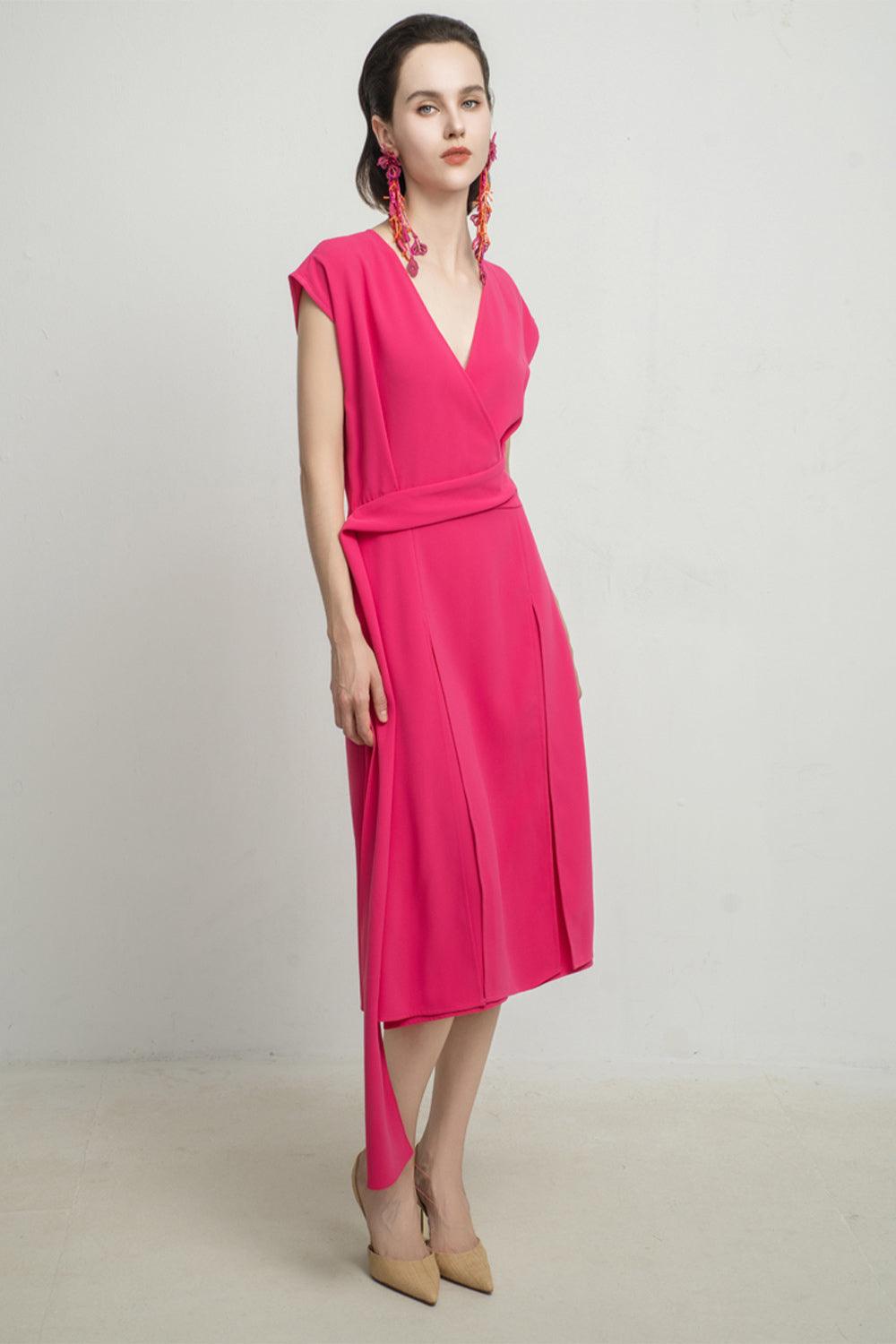 Haley A-line Cap Sleeved Tissue Midi Dress