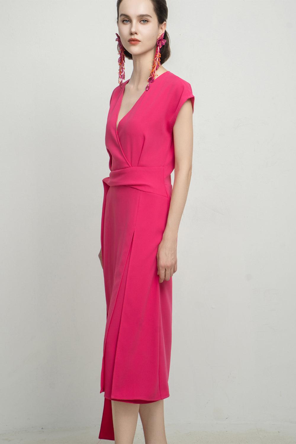 Haley A-line Cap Sleeved Tissue Midi Dress