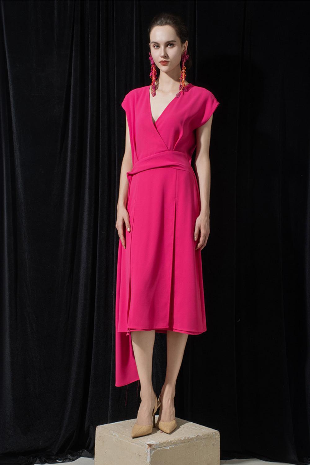 Haley A-line Cap Sleeved Tissue Midi Dress