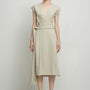 Haley A-line Cap Sleeved Tissue Midi Dress