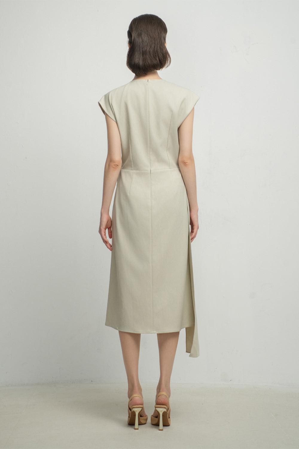 Haley A-line Cap Sleeved Tissue Midi Dress