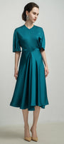 Aurora A-line Draped Silk Midi Dress