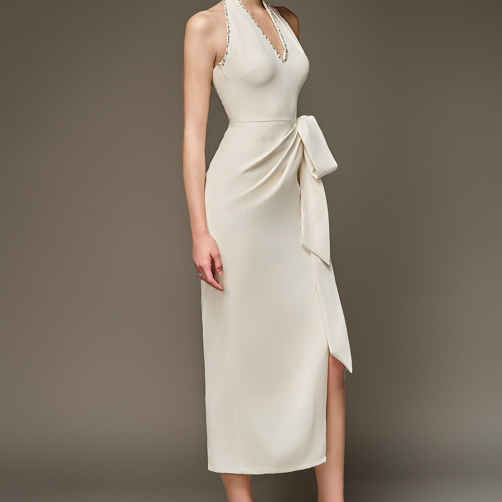 Rachel Halter Ribbon Interlock Midi Dress