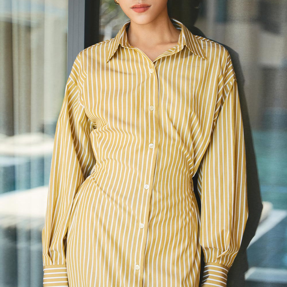 Madelynn Sheath Single Breasted Cotton Midi Dress