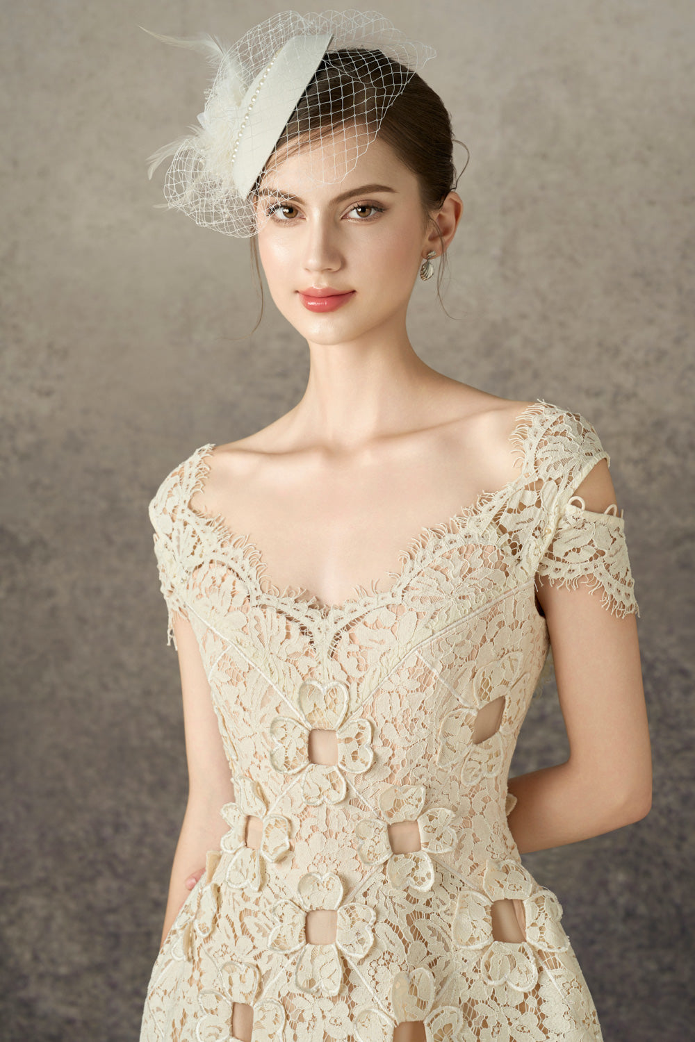 Elowen A-line Sweetheart Neck Lace Mini Dress