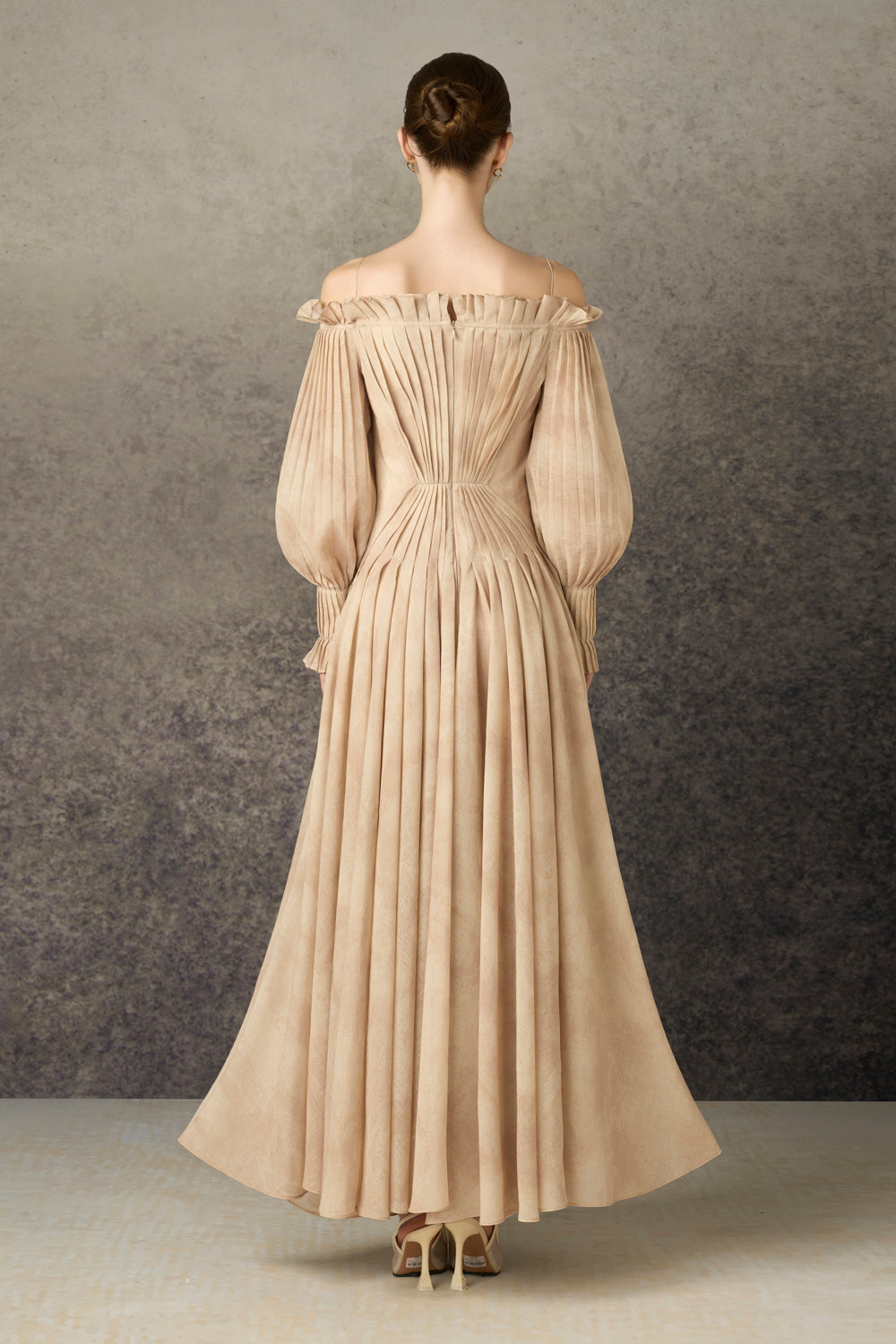 Isara A-line Cold Shoulder Sleeved Silk Blend Maxi Dress