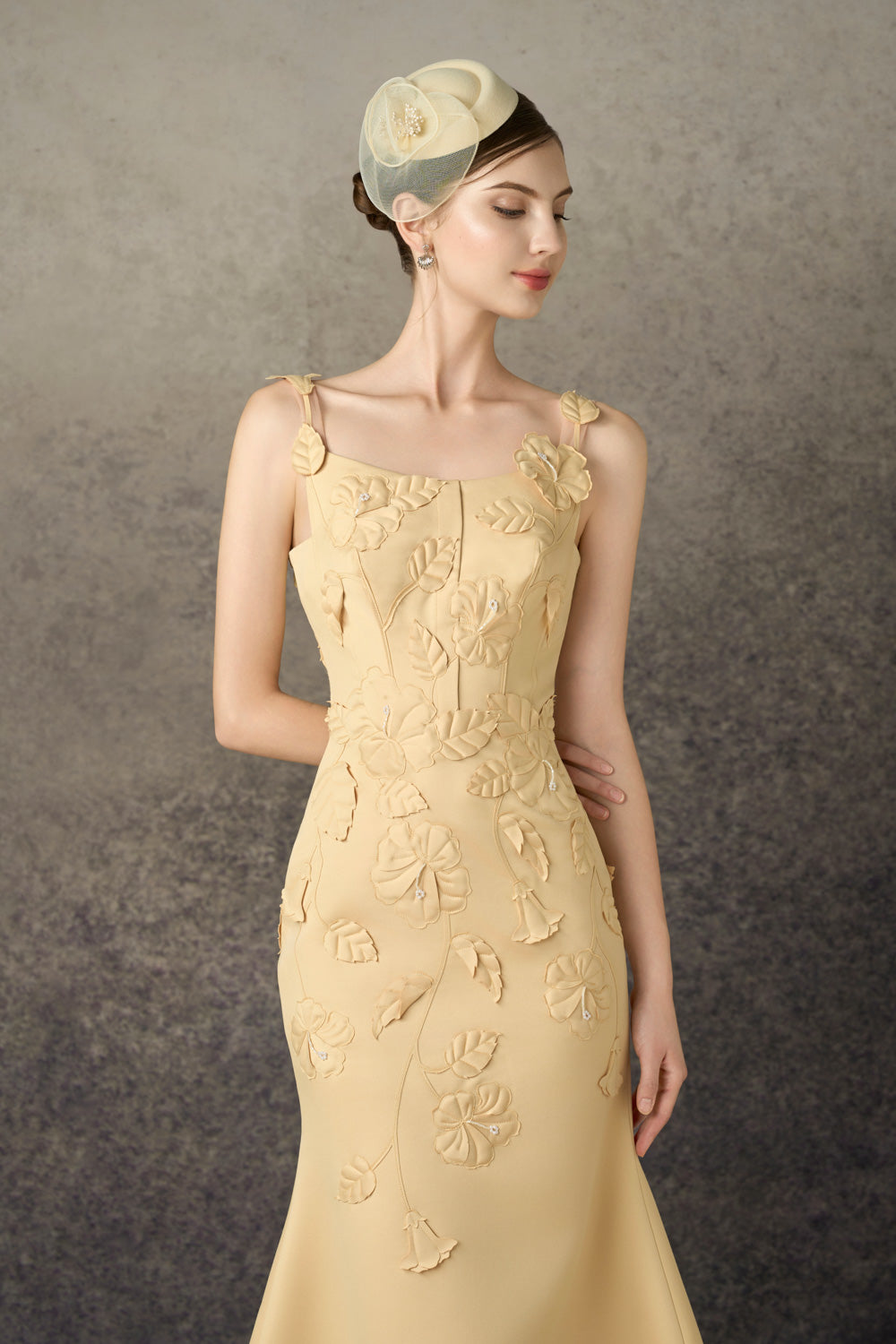 Orlune Mermaid Strappy Taffeta Calf Length Dress