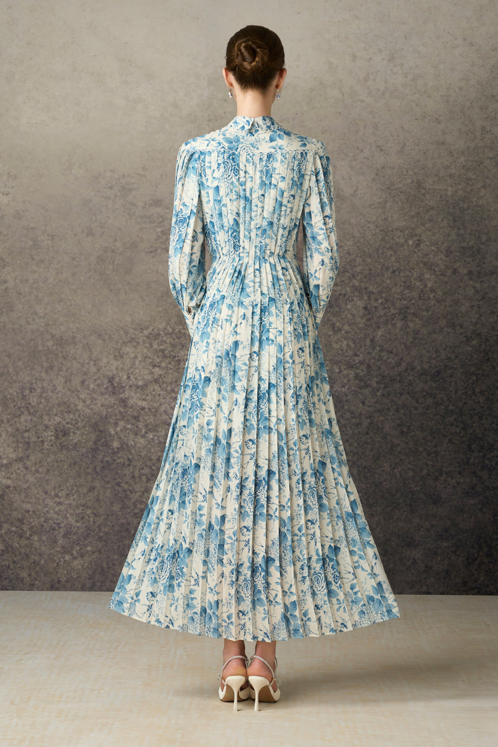 Ilyra A-line Collared Neck Silk Blend Maxi Dress
