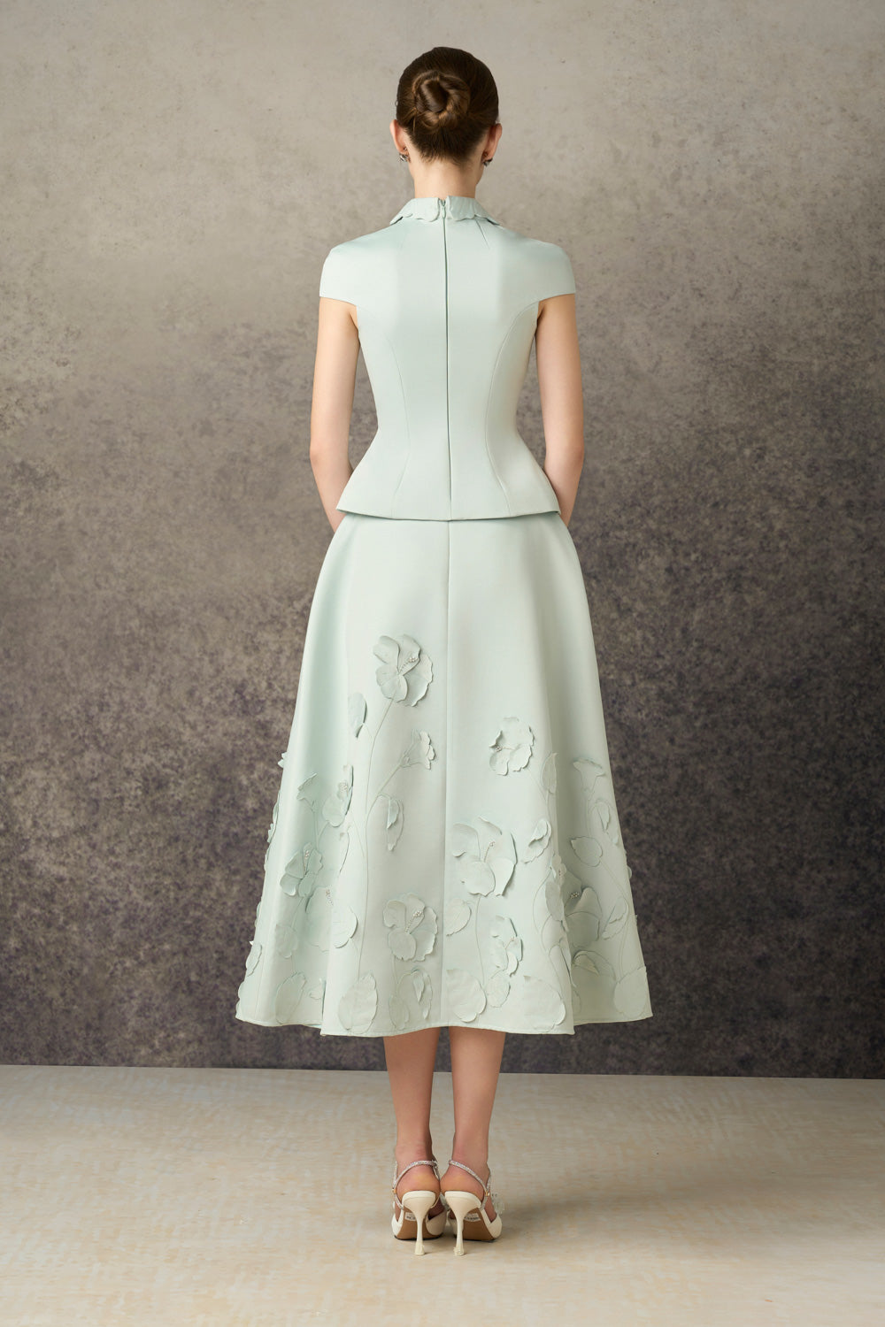 Nyra Peplum Cap Sleeved Taffeta Top