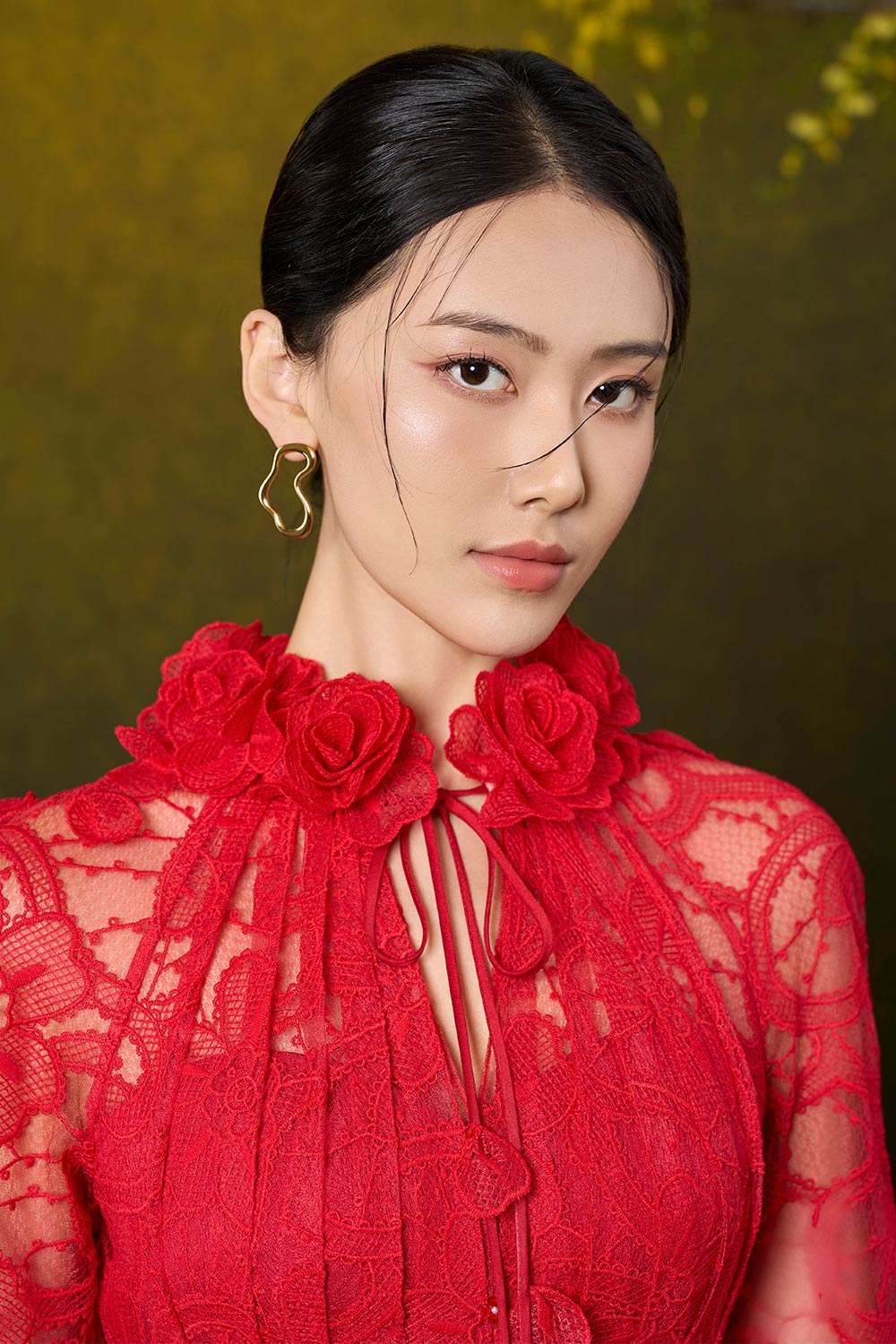 Claire A-line Pleated Lace Midi Dress