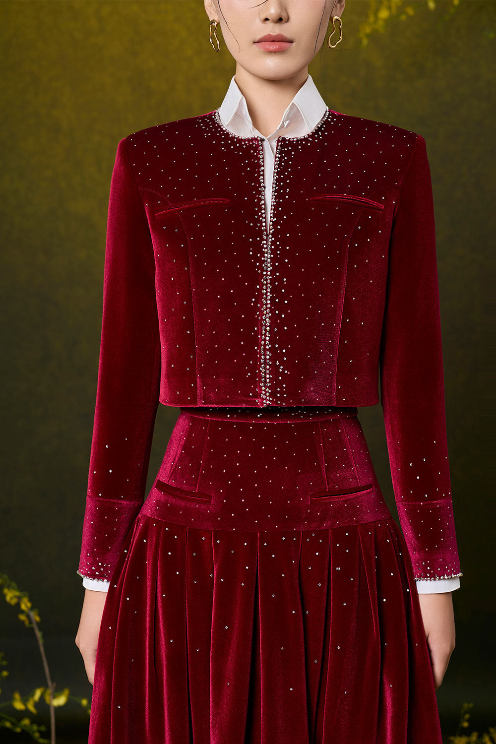 Salma Cropped Bead Velvet Jacket