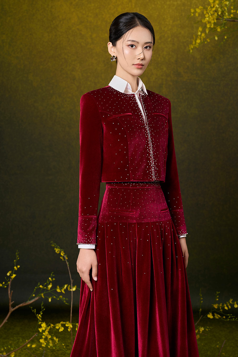 Salma Cropped Bead Velvet Jacket