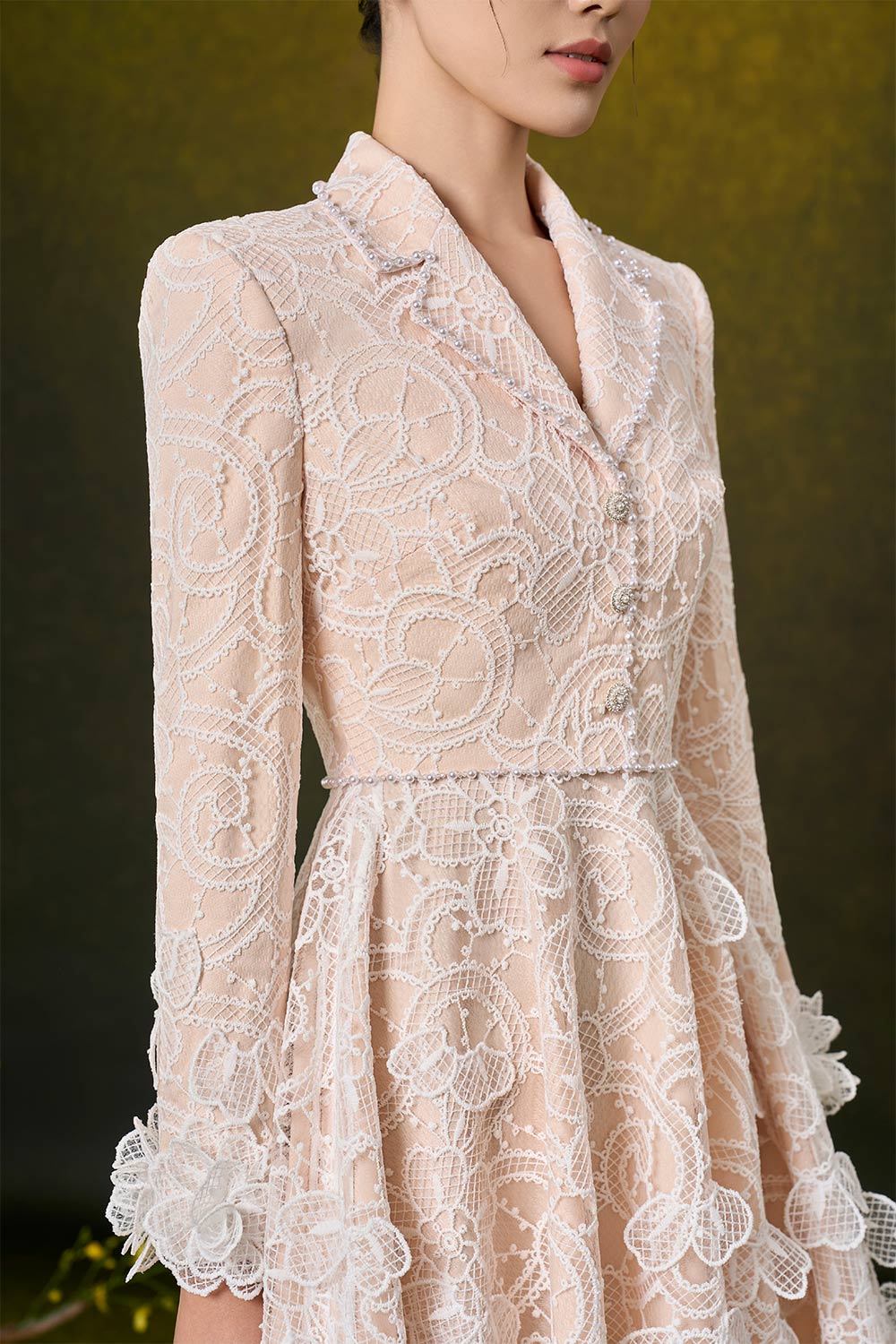 Elena A-line Flower Applique Lace Mini Dress