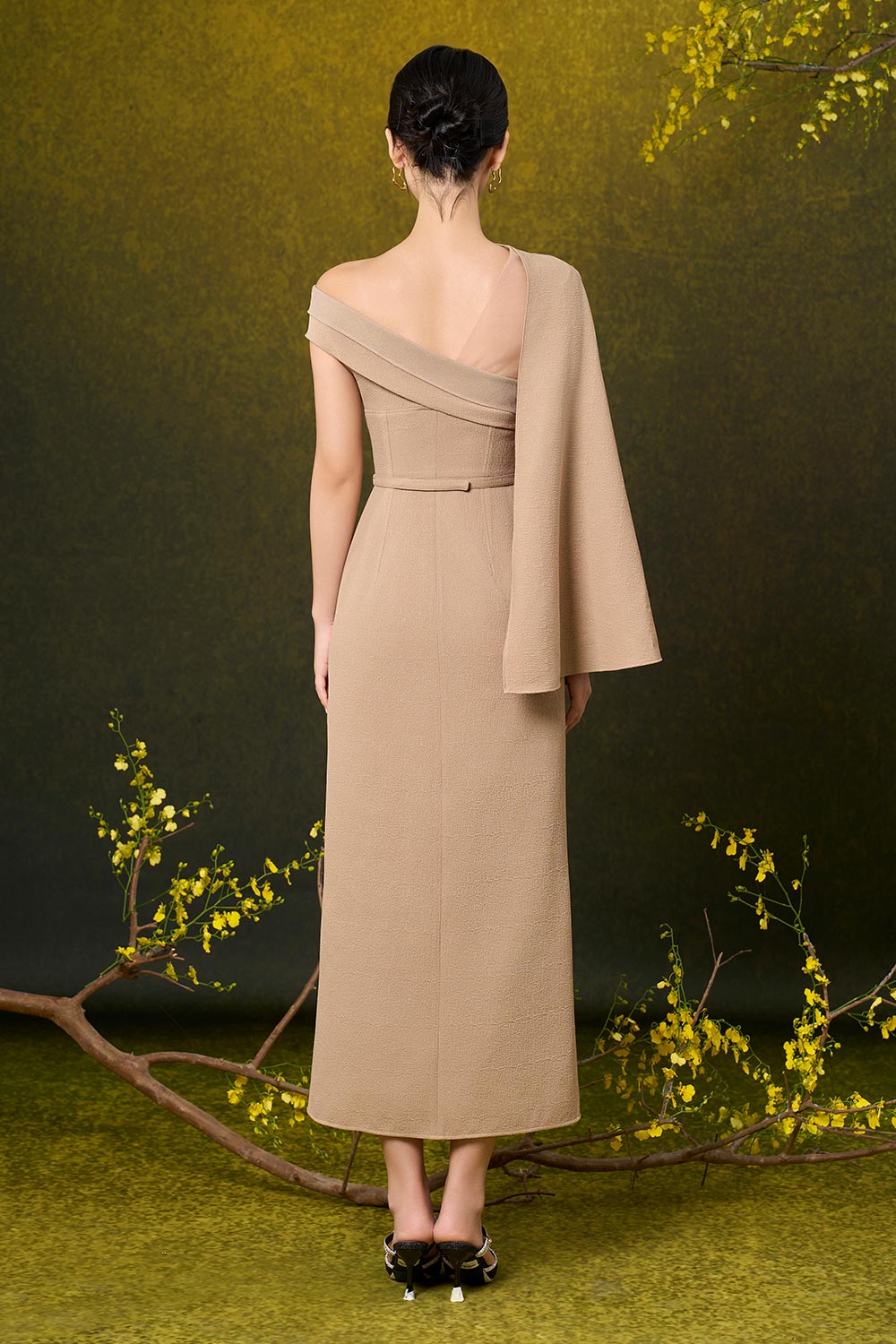Dream A-line Front Slit Polyester Blend Midi Dress