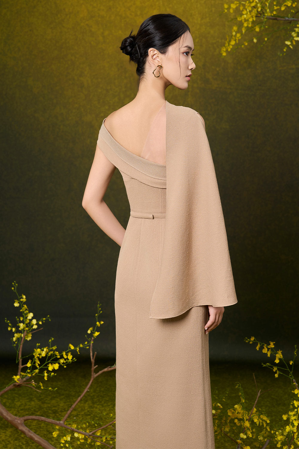Dream A-line Front Slit Polyester Blend Midi Dress