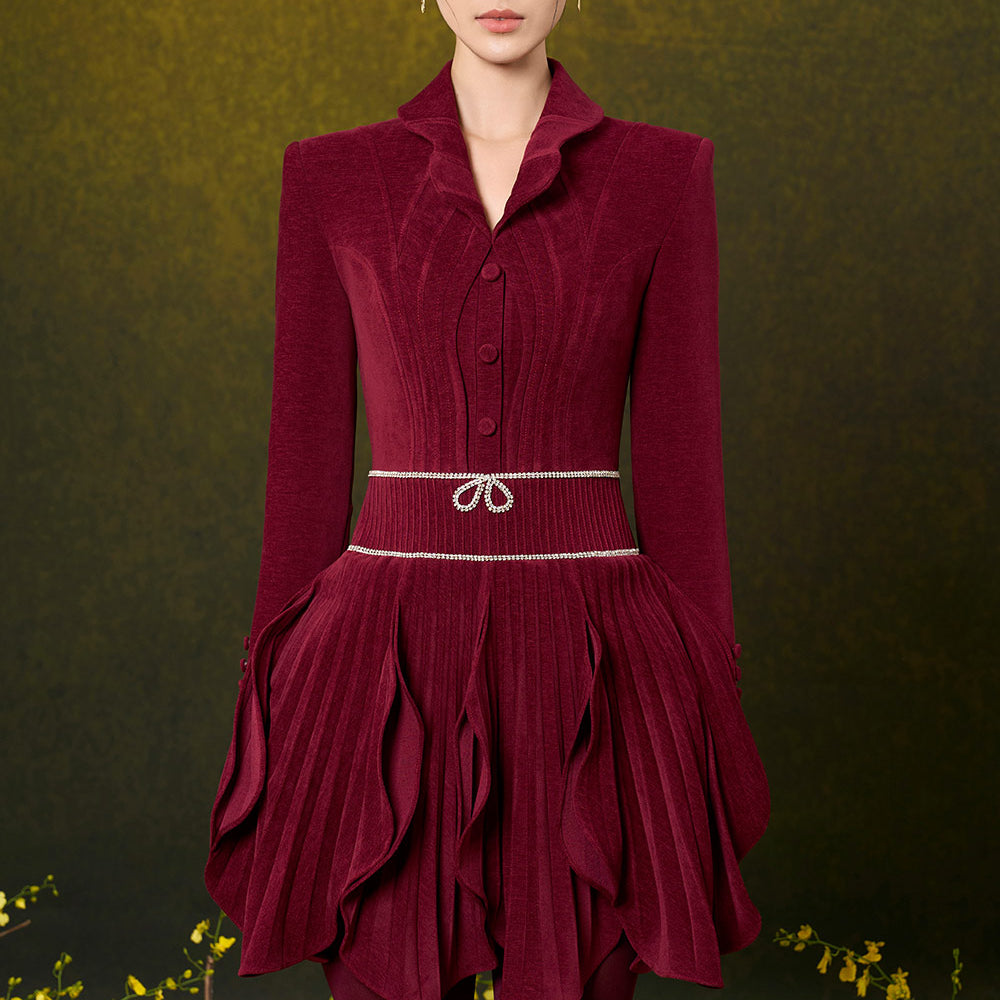 Julianna A-line Layered Velvet Tweed Mini Dress