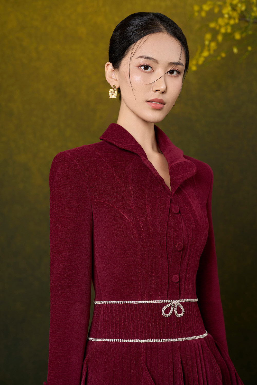 Julianna A-line Layered Velvet Tweed Mini Dress