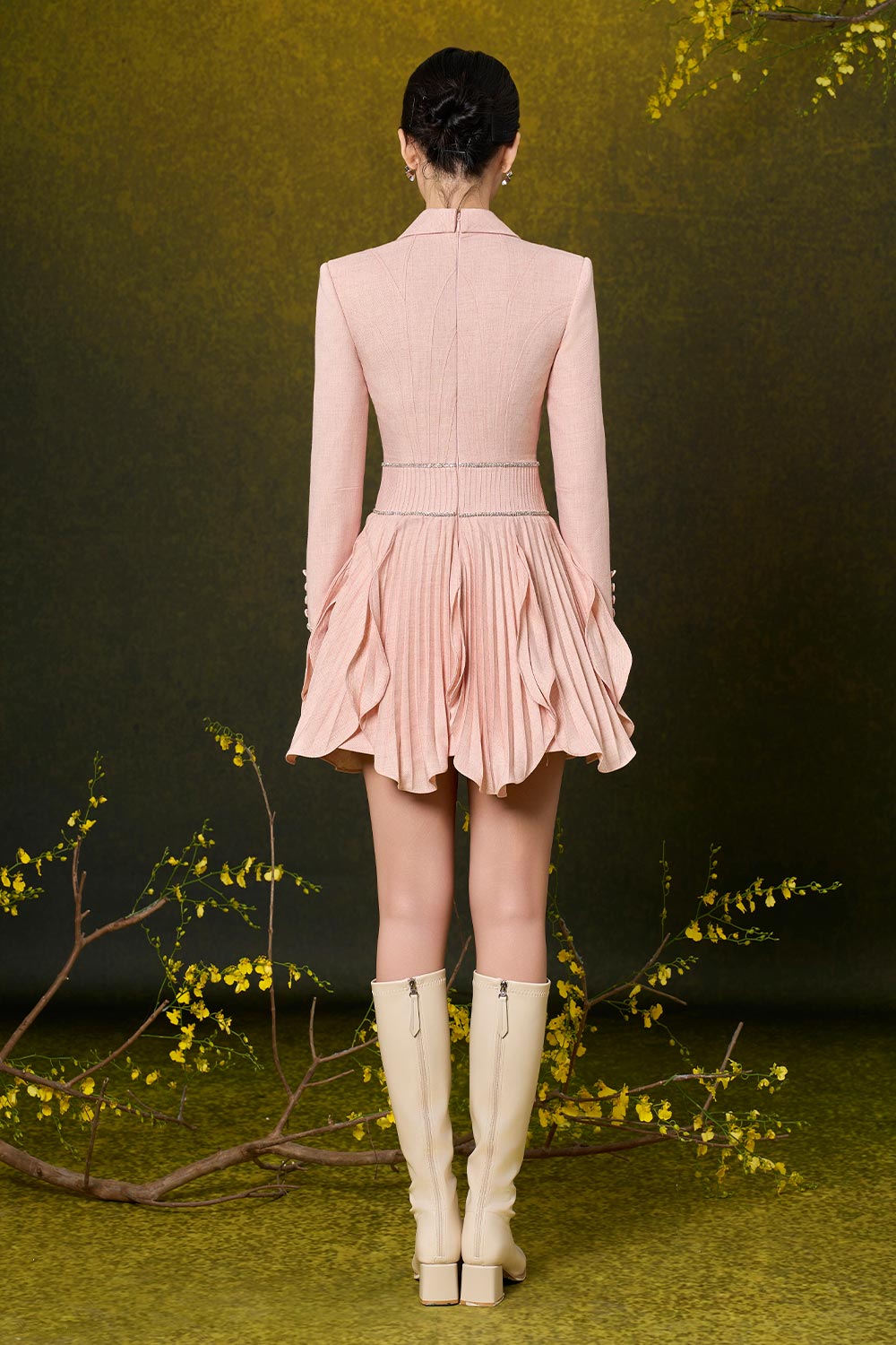 Julianna A-line Layered Velvet Tweed Mini Dress