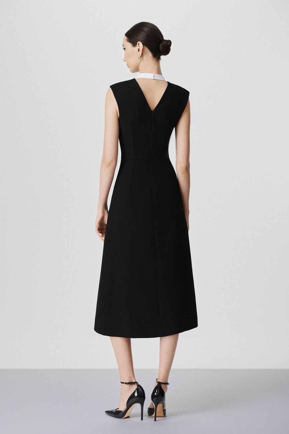 Women's Selene A-line V-Neck Cotton Lace Midi Dress XS/S/M/L/Customize Black Mixed Lace/Plain MEAN BLVD Women's Selene A-line V-Neck Cotton Lace Midi Dress XS/S/M/L/Customize Black Mixed Lace/Plain MEAN BLVD