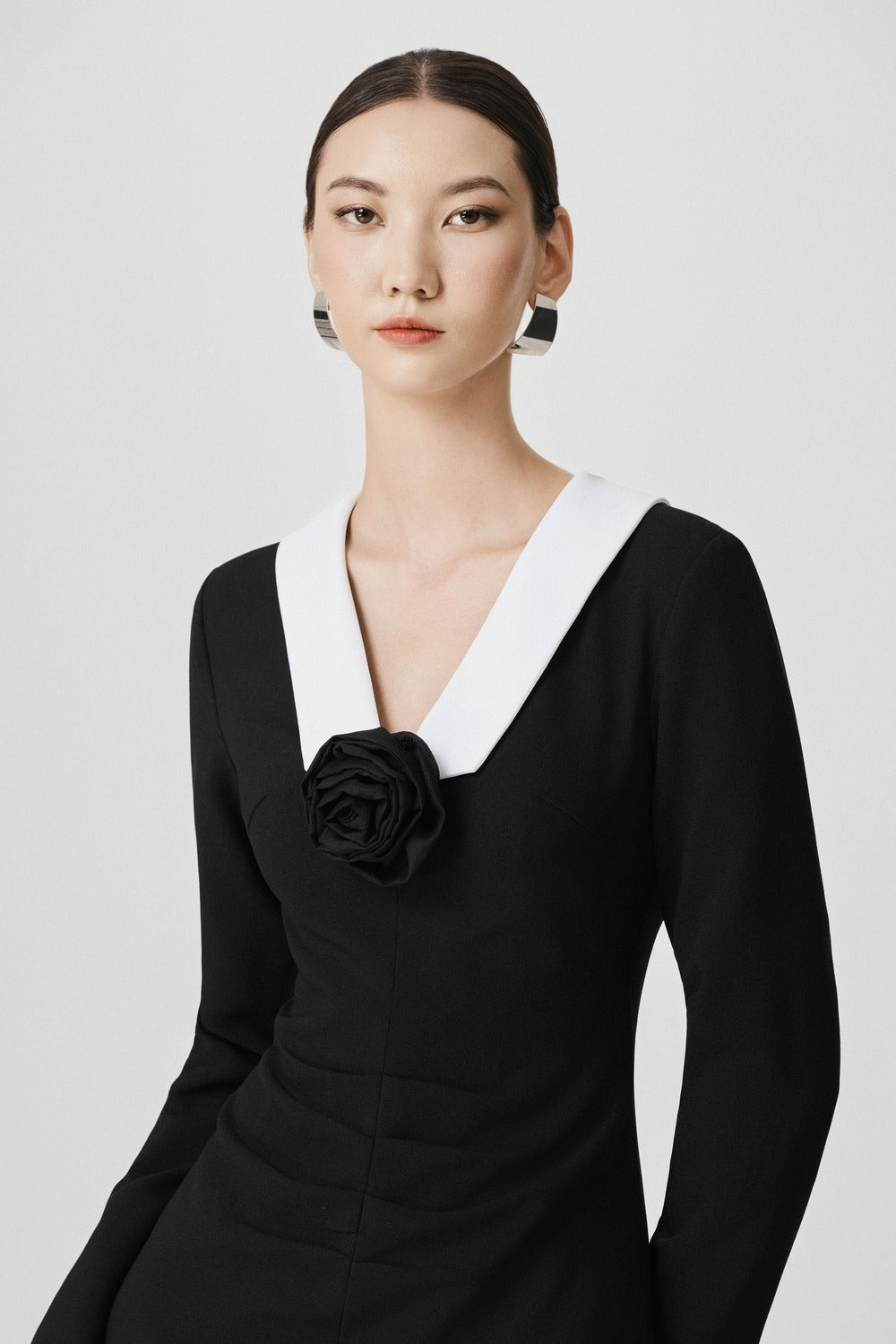 angie black dress Women's Angie A-line Front Slit Cotton Calf Length Dress XS/S/M/L/Customize Black MEAN BLVD Black / XS